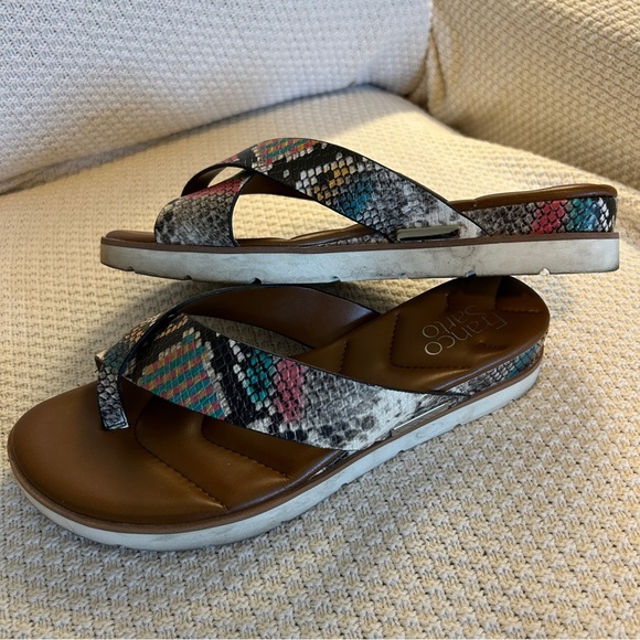 FRANCO SARTO Deja Colorful Snake Print Slip-on Flip Flop Sandals Size 8 - Picture 4 of 8